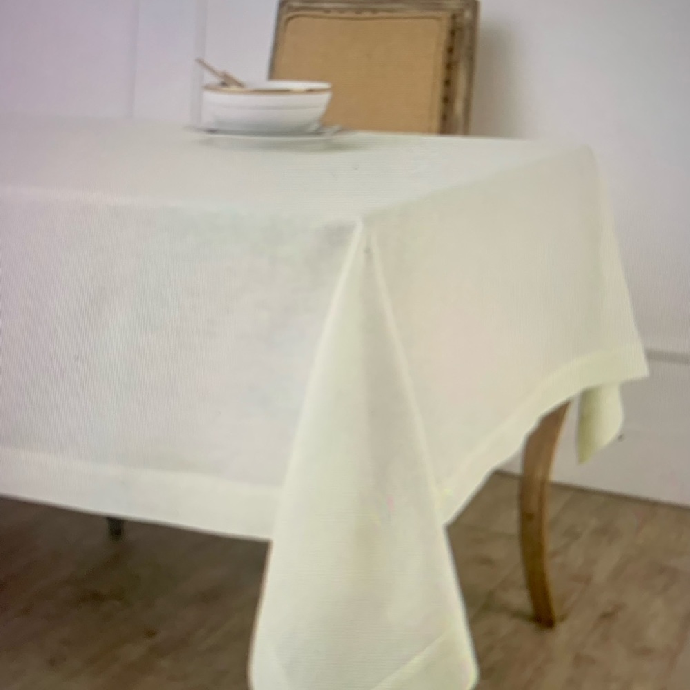 Solino Home 100% Pure Linen Tablecloth 52” x 52” Ivory Color New
